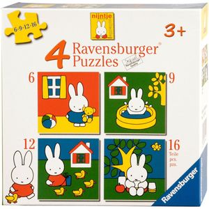 Nijntje 4-in-1 Puzzel (6, 9, 12 en 16 stukjes) - Ravensburger