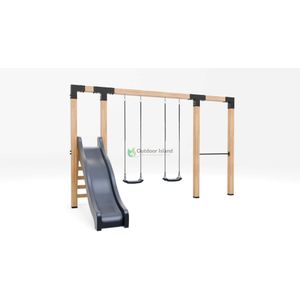 Houten schommel Douglas| Dommel 400 cm - Antraciet duikelstang + antraciet glijbaan