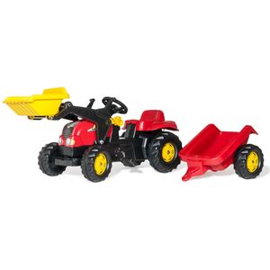 Rolly Toys Rollykid Rood - Traptractor Met Aanhanger en Frontlader