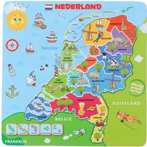 Marionette Puzzel Nederland - Houten Puzzel - Landkaart Nederland - 13 stukken - Hout