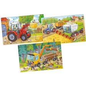 Goki Houten Legpuzzel Voertuigen Set van 3