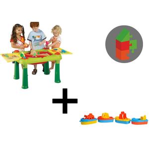Zand en water tafel groen/rood met bootjes