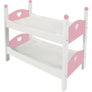 Angel Toys houten stapel poppen bed, kleur wit/roze. Afm. 50,5 x 27,5 x 43 cm