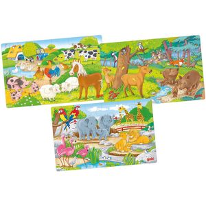 Goki Houten Legpuzzel Dieren, Set van 3