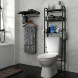 Alora wc Opbergrek Tracy - stellingkast metaal - opbergrek metaal - badkamerrek - wc kastje - zwart