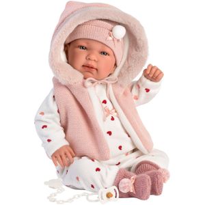 Llorens soft body babypop met geluid roze kleding en speen 44 cm