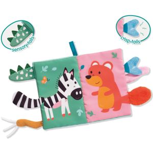 SES Tiny Talents - Sensory soft dierenstaarten boek - Montessori baby boekje stof - knisperboekje