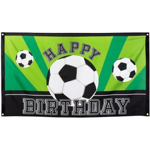 Vlag Voetbal Happy Birthday, 150x90cm