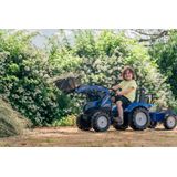 Falk New Holland Tractor met Shovel - Traptractor - Blauw - met Aanhanger