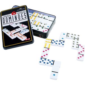 Small Foot - Domino Spel 6 Kleuren | Geschikt vanaf 3 jaar | Metalen doos | Grote dominostenen
