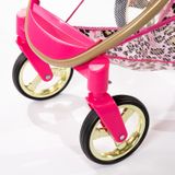 Glam Crew The Glam Crew 2In1 Poppenwagen Bella Met Luipaardprint Roze/Goud