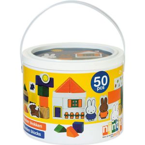 Bambolino Toys - Nijntje Speelgoed - Blokkenton met 50 Houten Blokjes