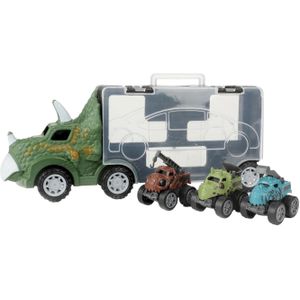 World of Dinosaurs Dinotruck met 3 Pull-back Auto's