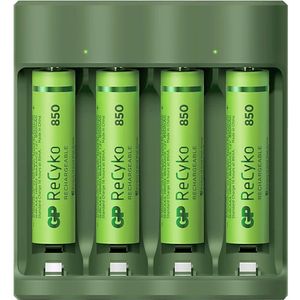 GP Batteries Usb-batterijlader + 4 Herlaadbare Aaa-batterijen 850 Mah (gpb421/85aaahce-2b4)