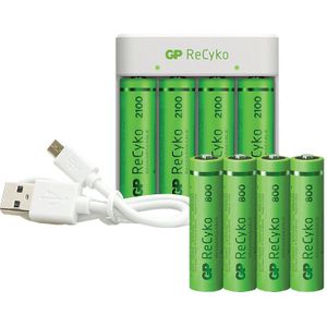 GP Batteries Baterijlader + 4 Aa-batterijen & Aaa-batterijen (gpe411210/80-2b8)