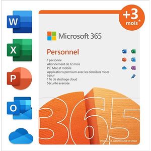 Microsoft 365 Personnel Fr 12 Mois (+3 Extra Si Acheté Ensemble Avec Un Laptop*)