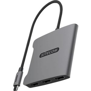 Sitecom Video Adapter Pro Usb-c Naar Triple Hdmi Zilver / Zwart (ad-1018)