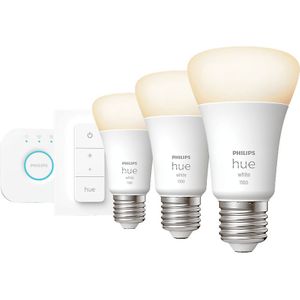 Philips Hue White Starter Pack E27 met 3 lampen, dimmer + Bridge