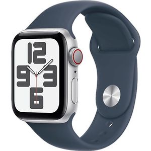 Apple Watch Se GPs + Cellular 40 Mm Silver Aluminium Kast Storm Blue Sport Band - M/l (mrgm3qf/a)