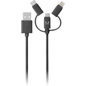 Fresh N Rebel Usb-a Kabel Naar Micro-usb / Usb-c Lightning 2 M Zwart (2uclm200sg)