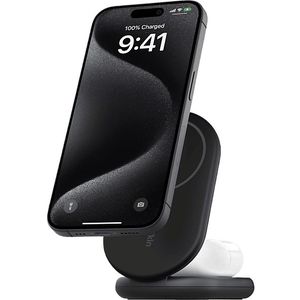 Belkin Draadloze Oplader Boostcharge Qi2 15w Magnetic 2-in-1 Stand Zwart (wiz028vfbk)