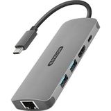 Sitecom - Usb C Multiport adapter naar 1 USB-C poort, 2 USB poorten, 4K HDMI, RJ45, PD