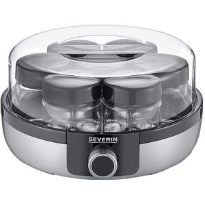 Severin JG3521 Yoghurtmaker 7 Serveerglazen Geborsteld RVS/Zwart