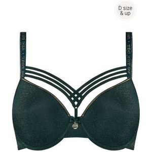 dame de paris plunge bh | wired padded pine green and gold lurex
