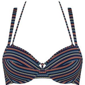 holi vintage push up bikini top | wired padded dark blue rainbow