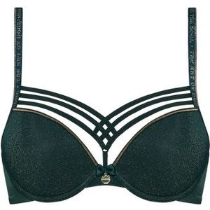 dame de paris push up bh | wired padded pine green and gold lurex