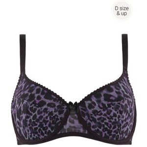 peekaboo niet-voorgevormde balconette bh | wired unpadded black purple leopard