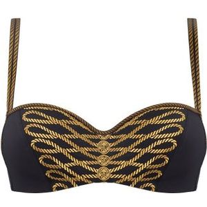 pirate queen balconette bh | wired padded black and gold