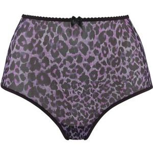 peekaboo high waist slip |  black purple leopard