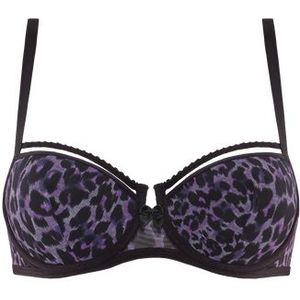peekaboo plunge balconette bh | wired padded black purple leopard