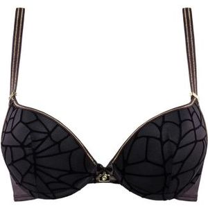 the adventuress push up bh | wired padded black gold lurex