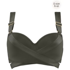 cache coeur push up bikini top | wired padded seaweed green