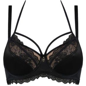 carita niet-voorgevormde balconette bh | wired unpadded black lace and sand