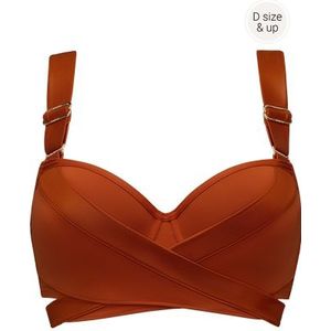 cache coeur plunge balconette bikini top | wired padded burnt orange