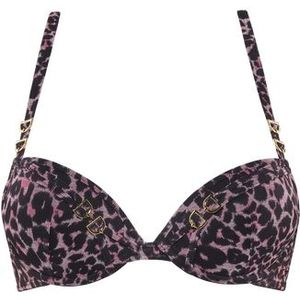 night fever push up bh | wired padded black pink leopard