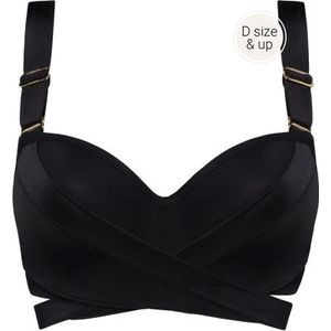 cache coeur plunge balconette bikini top | wired padded black