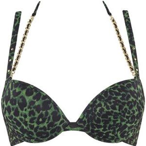 rhapsody push up bh | wired padded black green leopard