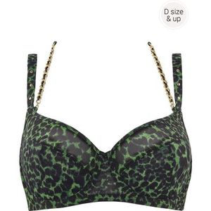 rhapsody niet-voorgevormde balconette bh | wired unpadded black green leopard