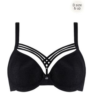 dame de paris plunge bh | wired padded black lace bow