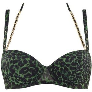 rhapsody plunge balconette bh | wired padded black green leopard