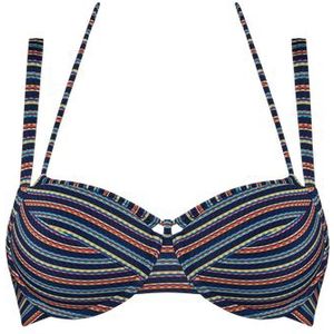 holi vintage plunge balconette bikini top | wired padded dark blue rainbow