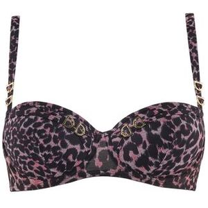 night fever balconette bh | wired padded black pink leopard