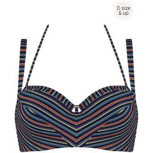 holi vintage niet-voorgevormde balconette bikini top | wired unpadded dark blue rainbow