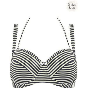 holi vintage plunge balconette bikini top | wired padded blue-ecru