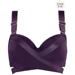 cache coeur plunge balconette bikini top | wired padded deep purple