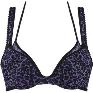 peekaboo push up bh | wired padded black purple leopard